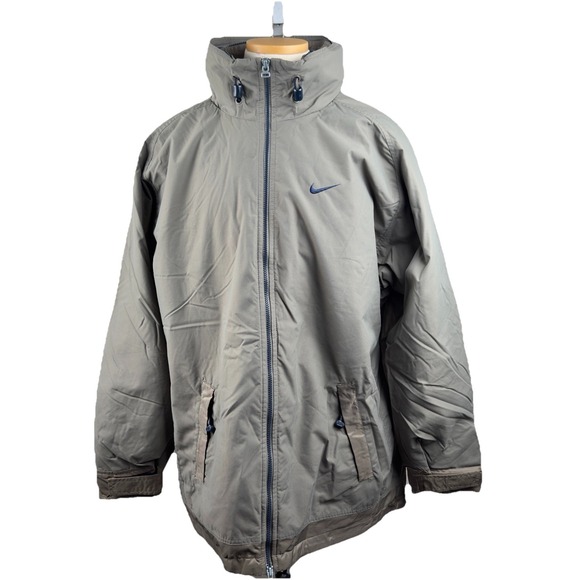 Nike Other - Vintage‎ 1990's Nike Men's Gray/Taupe Hooded Full Zip Windbreakers Jacket Size L